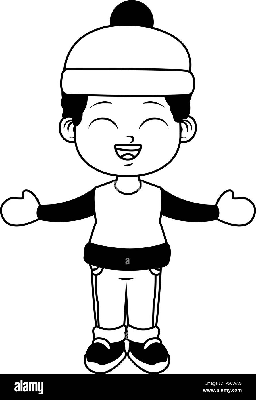 Cute boy with winter clothes in black and white Stock Vector Image & Art - Alamy Cute boy with winter clothes in black and white Stock Vector Image & Art - Alamy