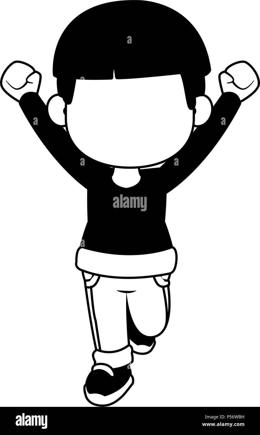 Cute boy with winter clothes in black and white Stock Vector Image ...