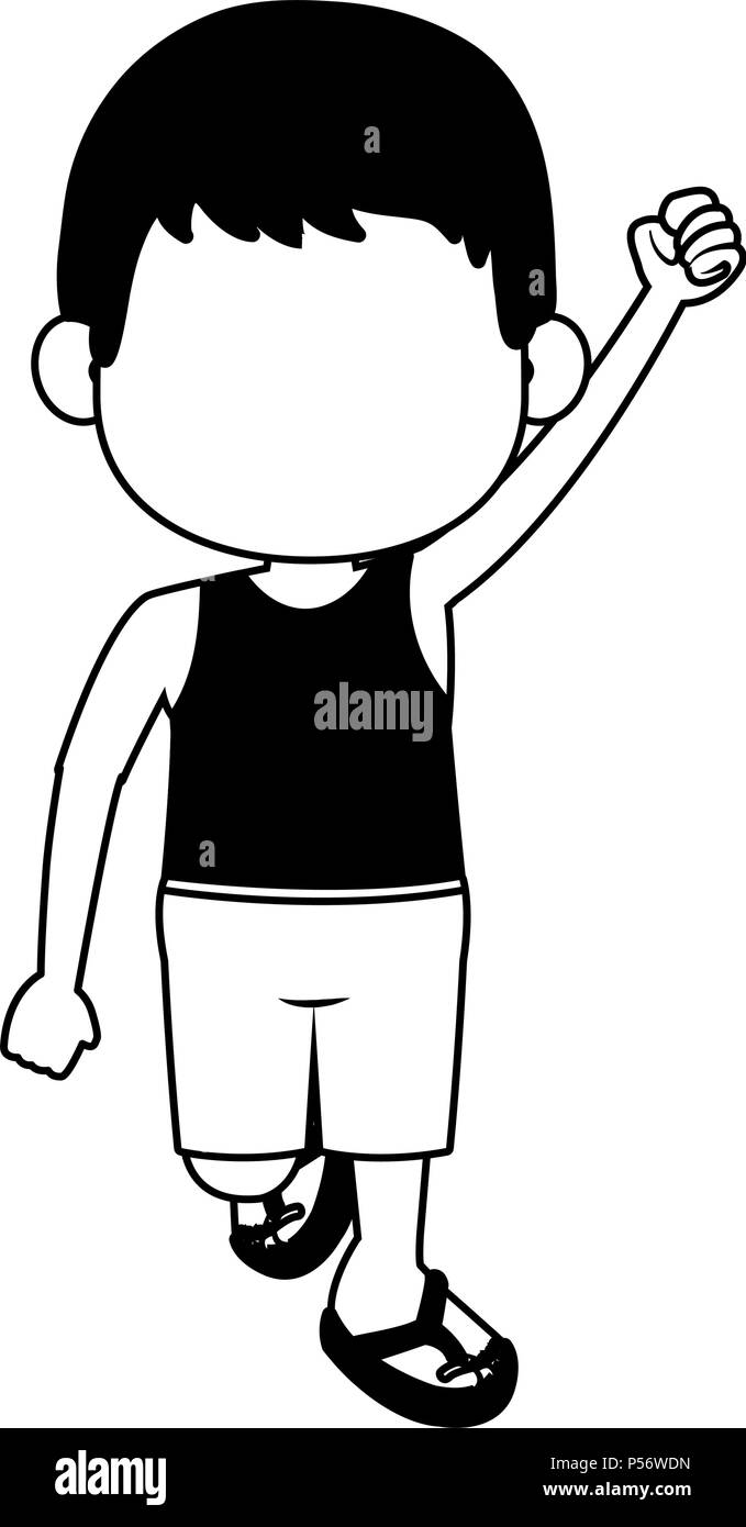 Download Cute boy in swim suit in black and white Stock Vector Image & Art - Alamy