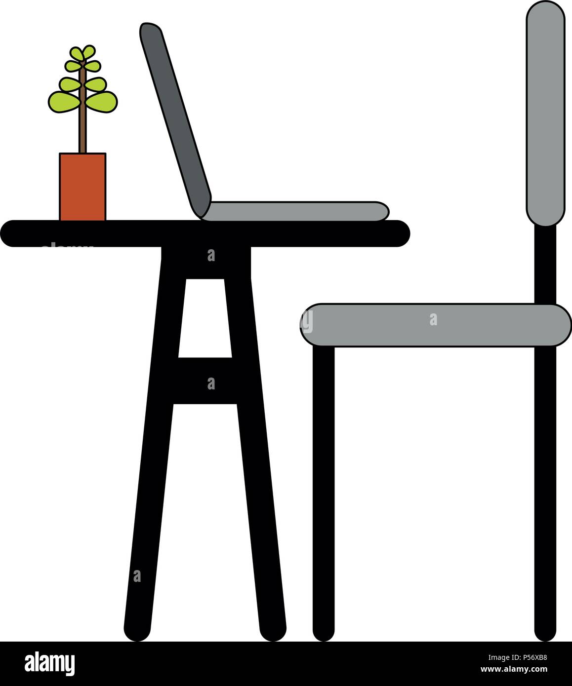 Desk and chair with laptop Stock Vector Image & Art Alamy