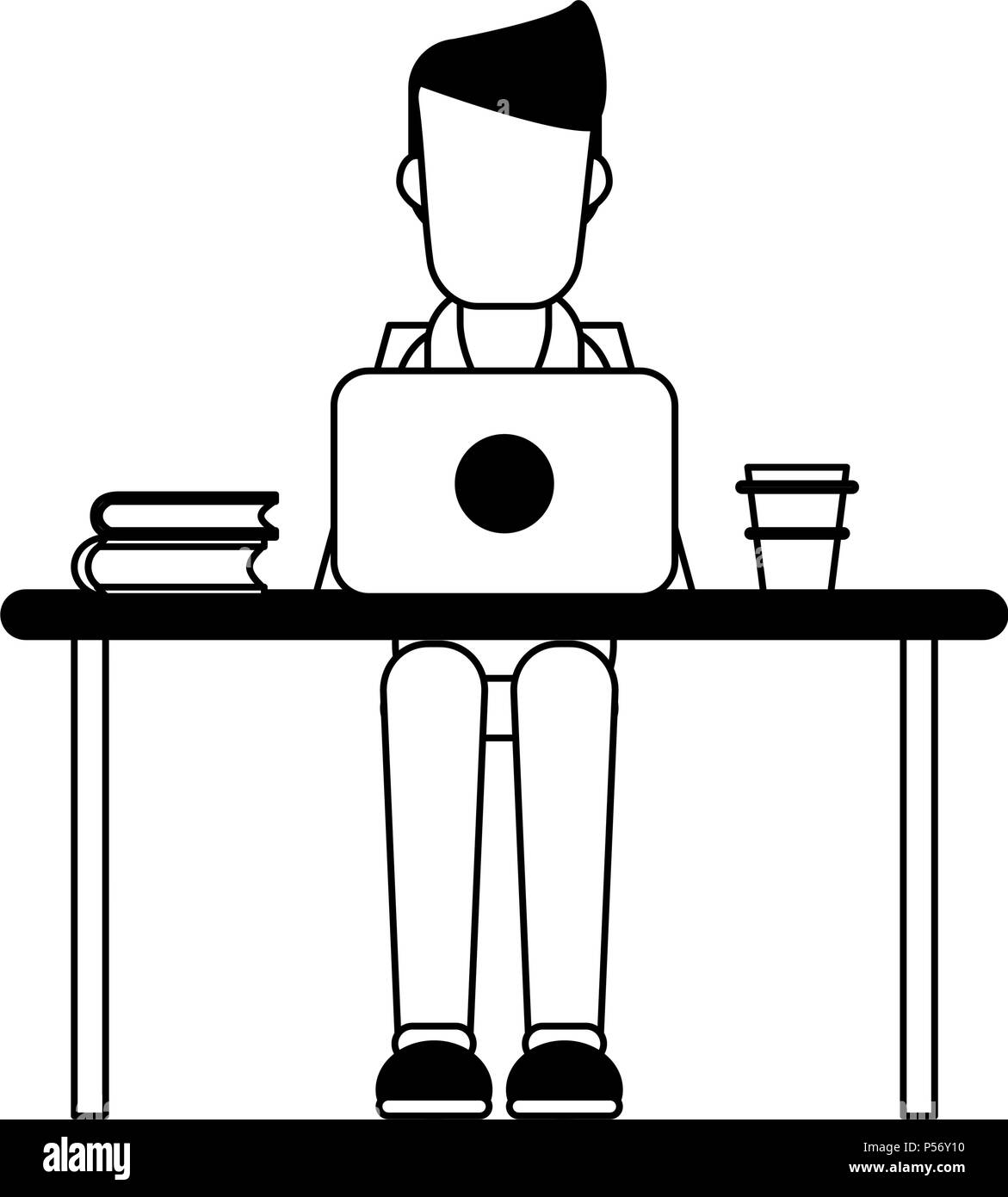 Books with laptop Black and White Stock Photos & Images - Alamy
