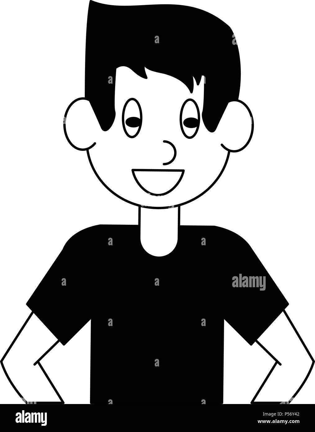 Young man cartoon in black and white Stock Vector Image & Art - Alamy