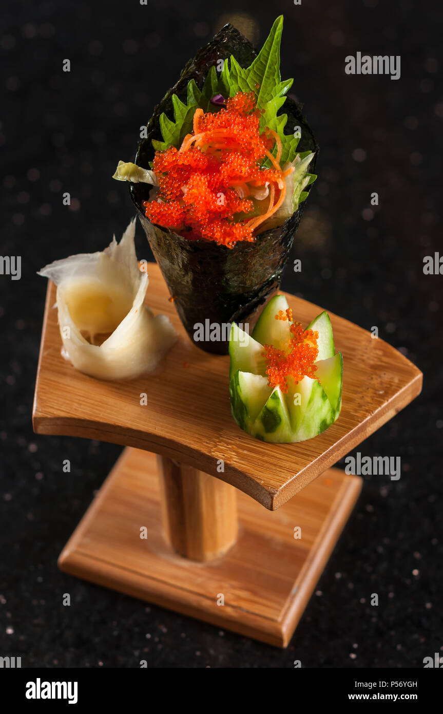Cod Roe Hand Roll Crab roe sushi hi-res stock photography and images - Alamy