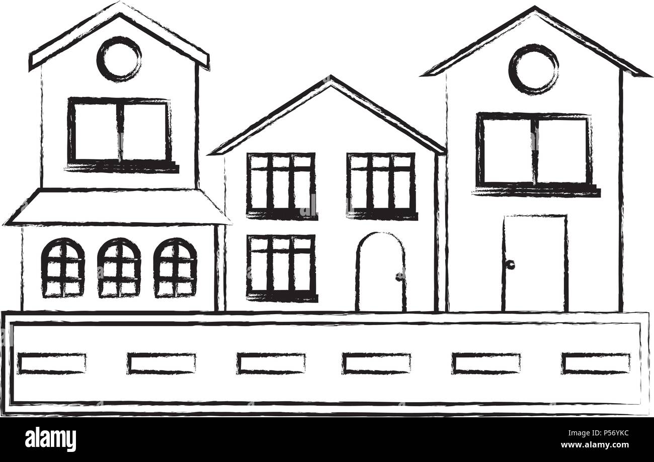 Street with houses over white background, vector illustration Stock ...