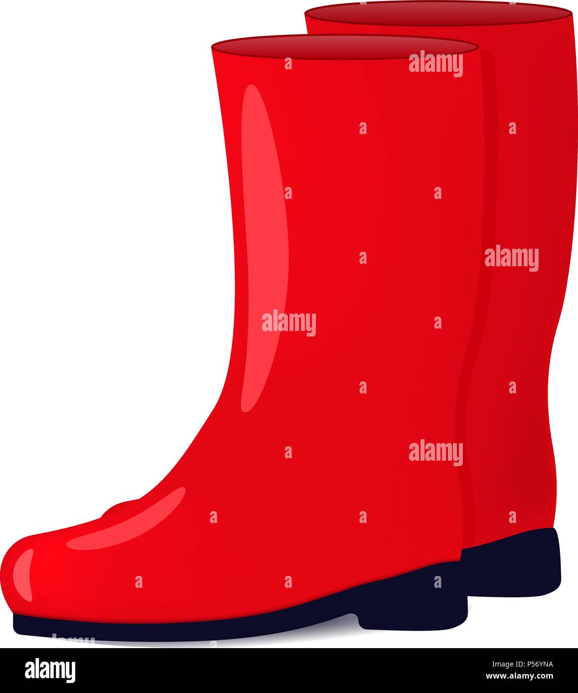 Vector illustration of red color rubber boots Stock Vector