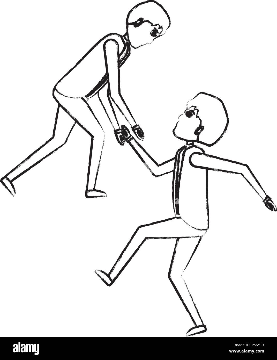 Cartoon Businessman Helping A Other Businessman Over White Background Cartoon Businessman Helping A Other Businessman Over White Background Vector Illustration P56YT3