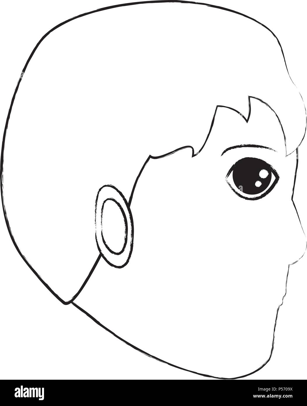 cartoon profile man face icon over white background, vector ...