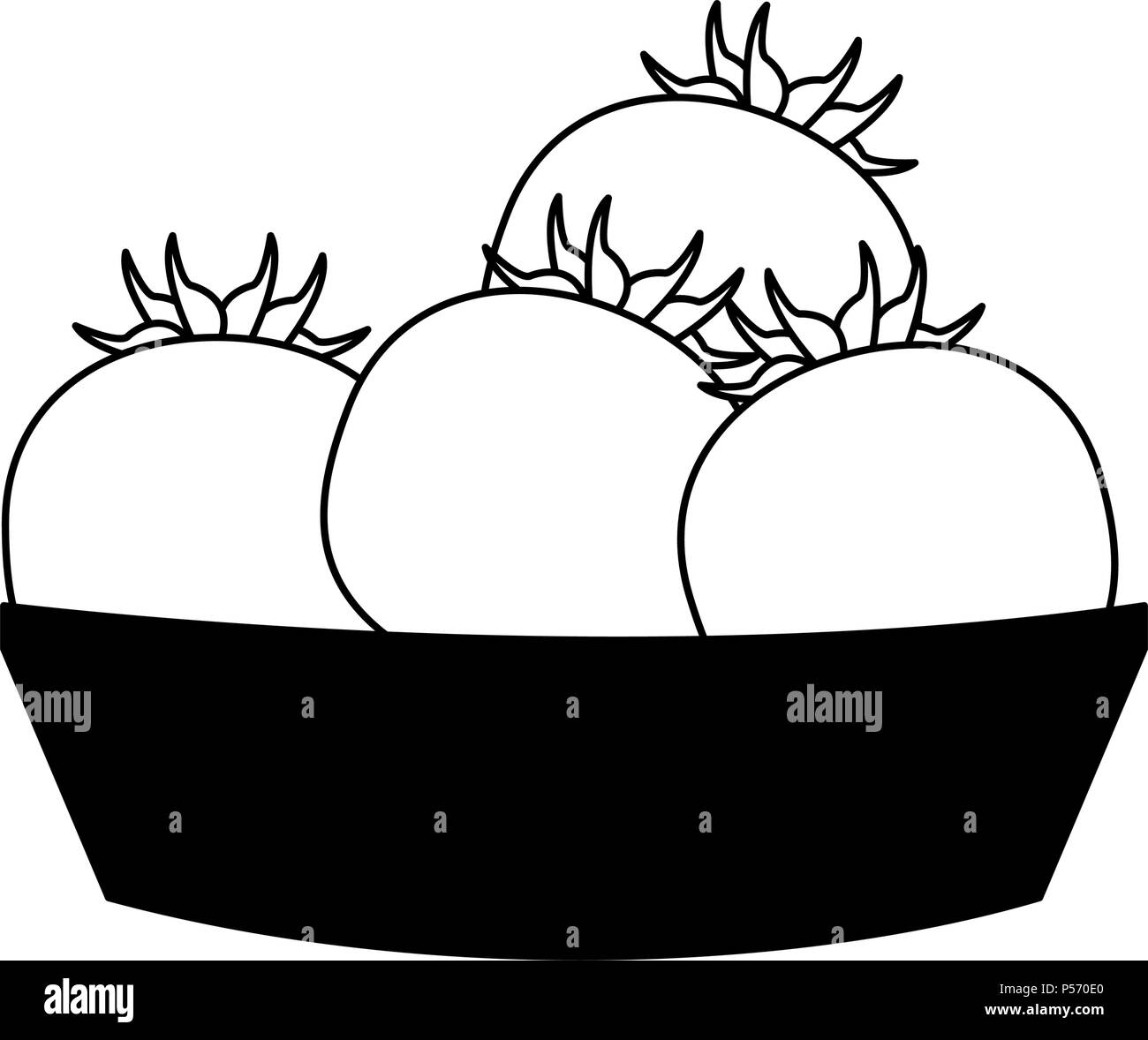 Tomatos on basket in black and white Stock Vector Image & Art - Alamy