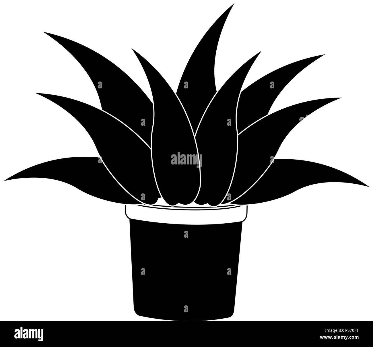 Plant in pot in black and white Stock Vector Image & Art - Alamy