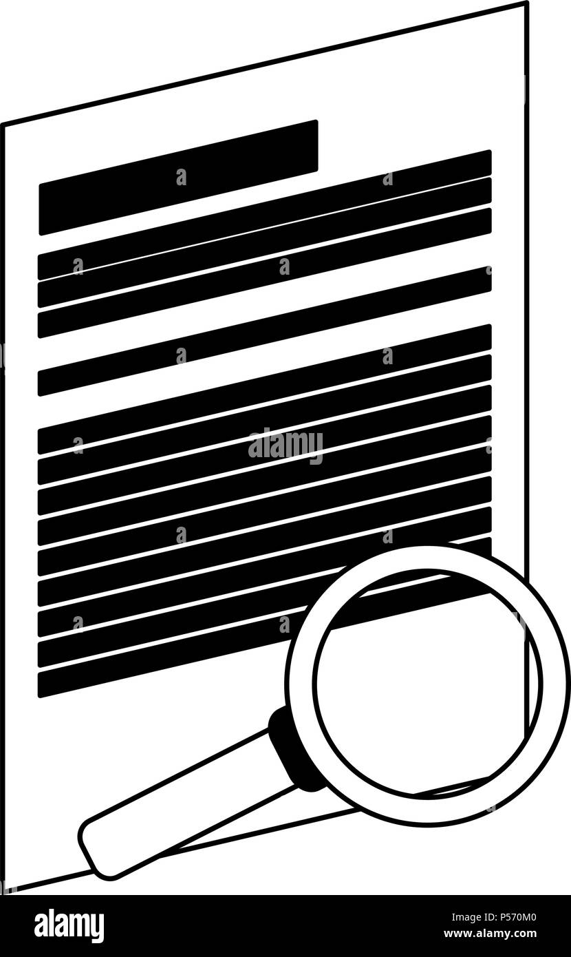 Sheet and magnifying glass in black and white Stock Vector Image & Art ...