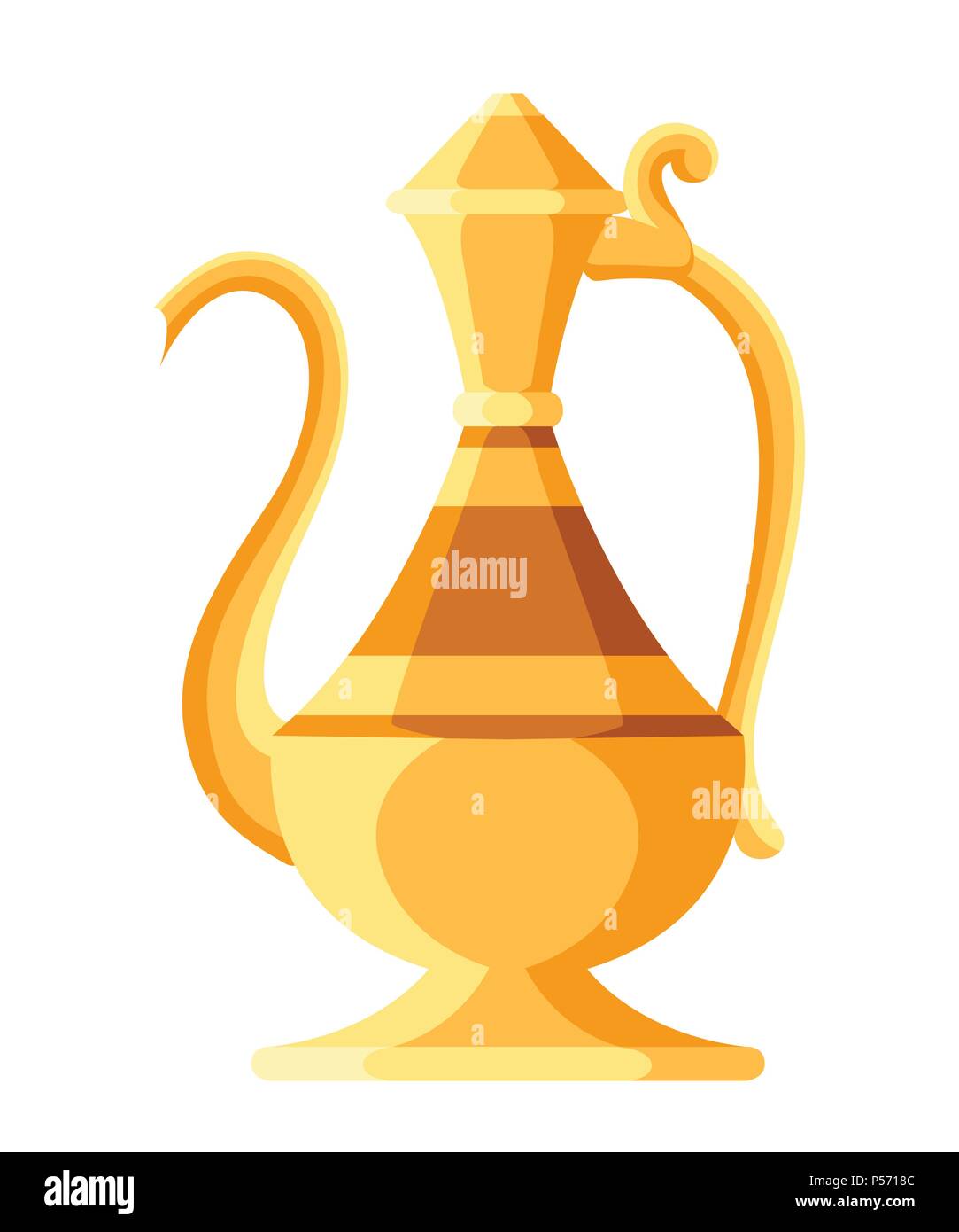Beautiful traditional coffee pot . Arabic classic coffee pot. Flat style vector illustration. Isolated on white background. Stock Vector