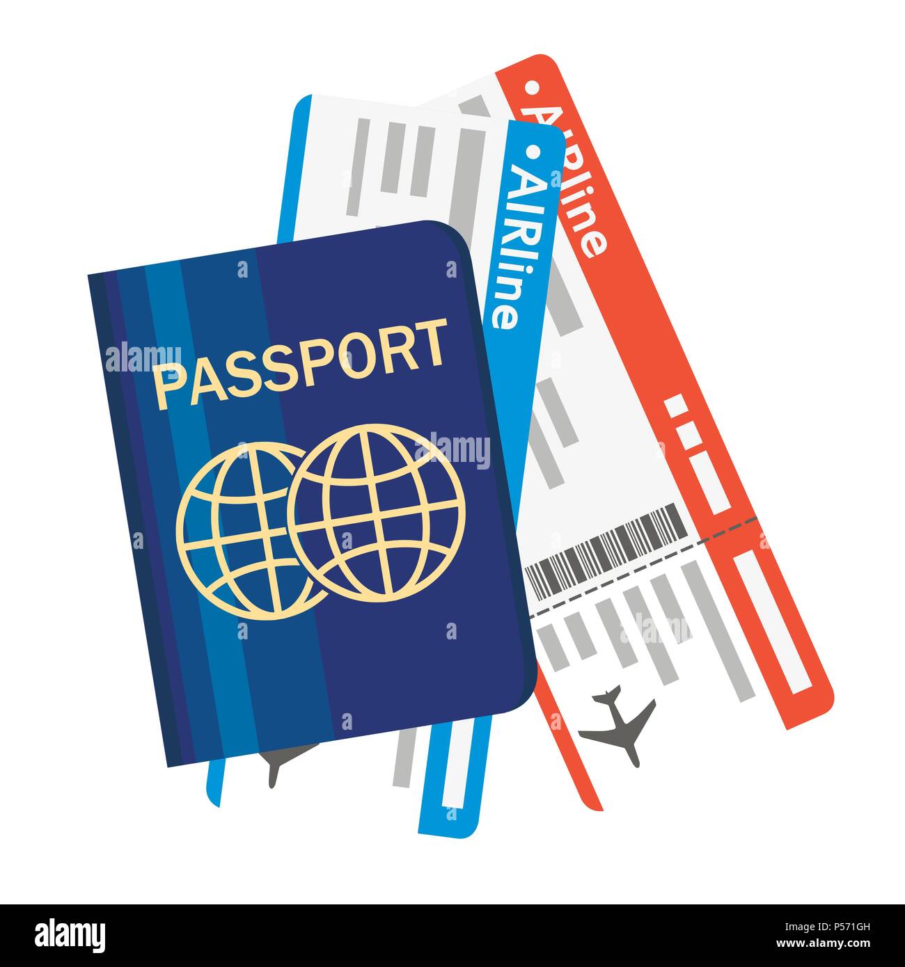 Vector passport with tickets. Air travel concept. Flat design ...