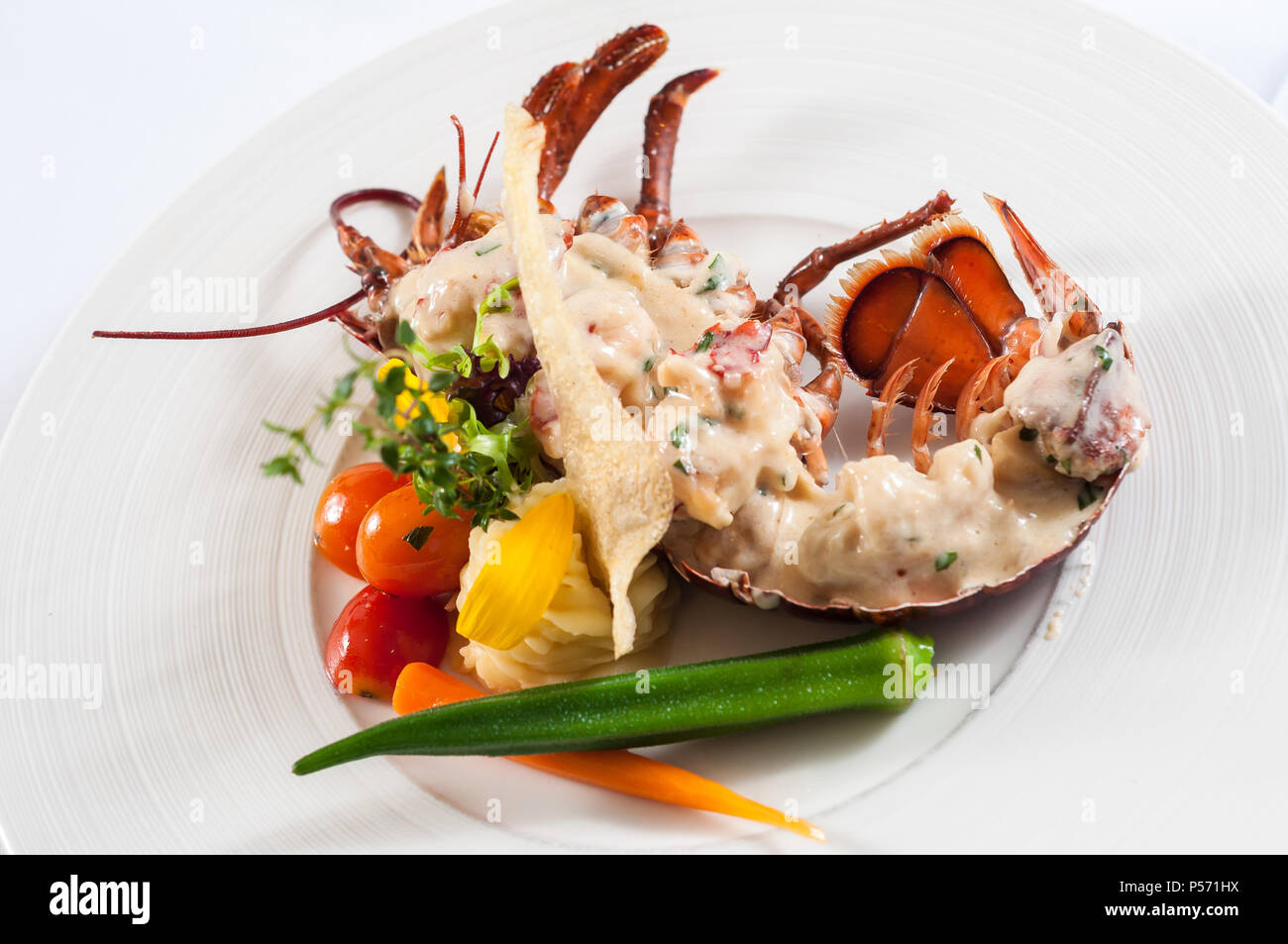 Baked lobster with cheese Stock Photo - Alamy