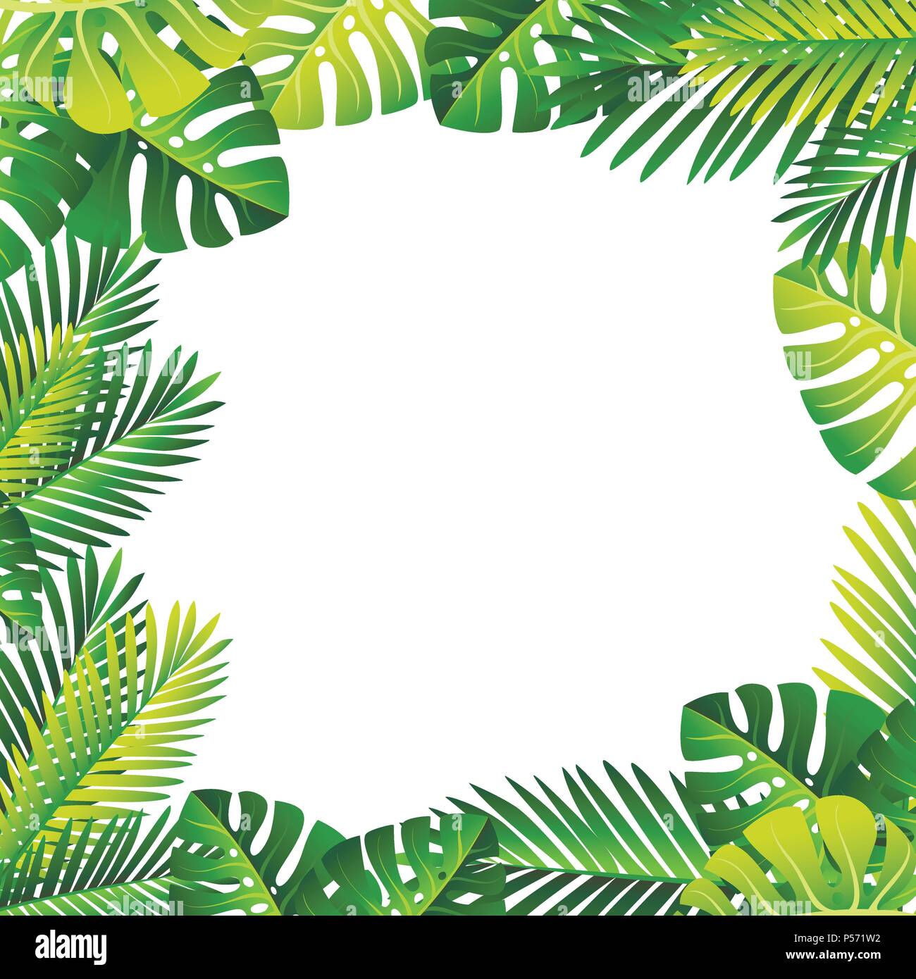 Floral pattern. Tropical green leaves. Exotical jungle and palm leaf ...