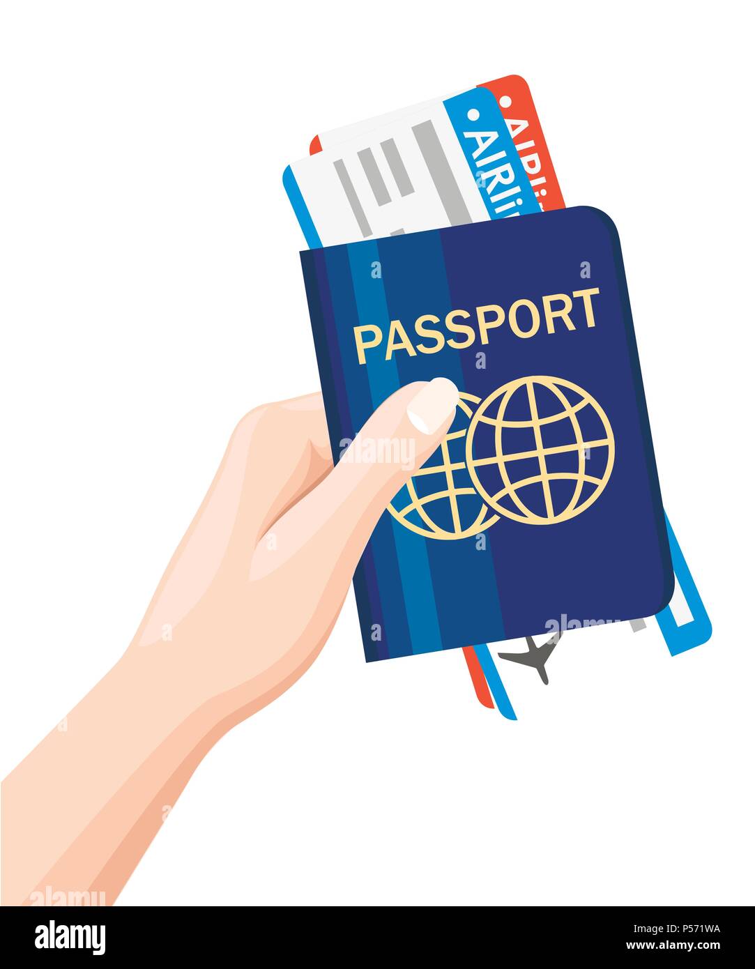 Vector passport with tickets. Air travel concept. Flat design ...
