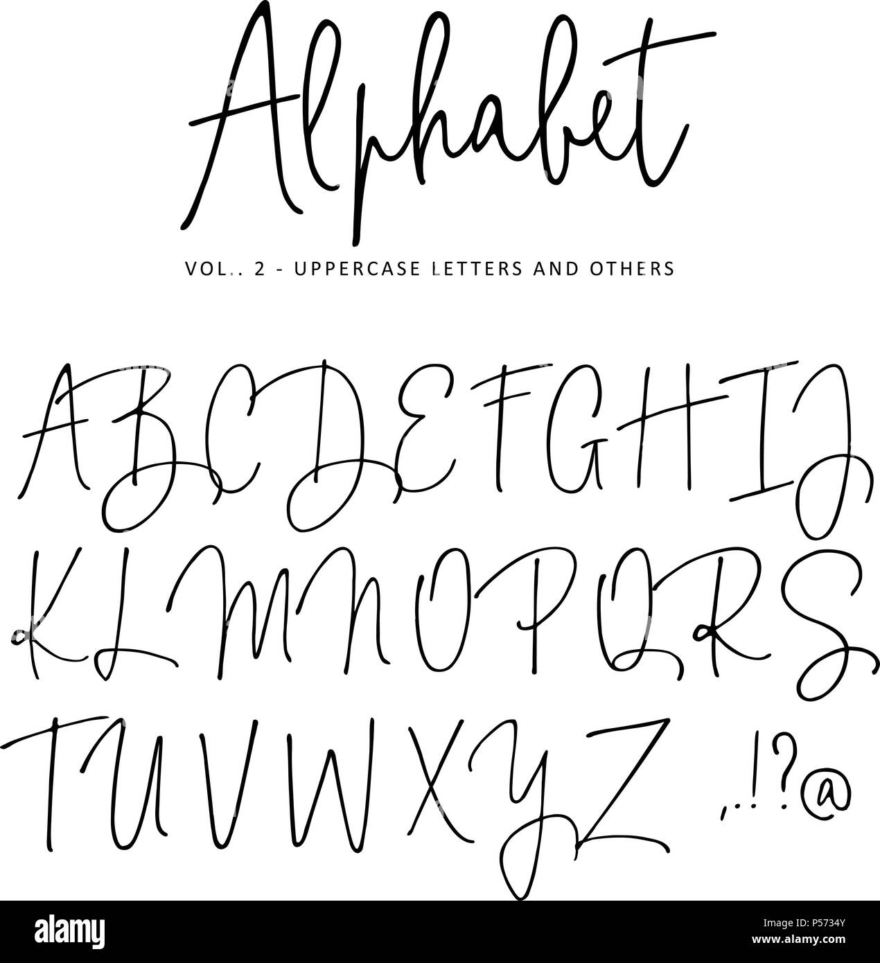 Hand drawn vector alphabet. Modern monoline signature script font. Isolated  upper case letters, initials written with marker, ink. Calligraphy,  lettering Stock Vector Image & Art - Alamy