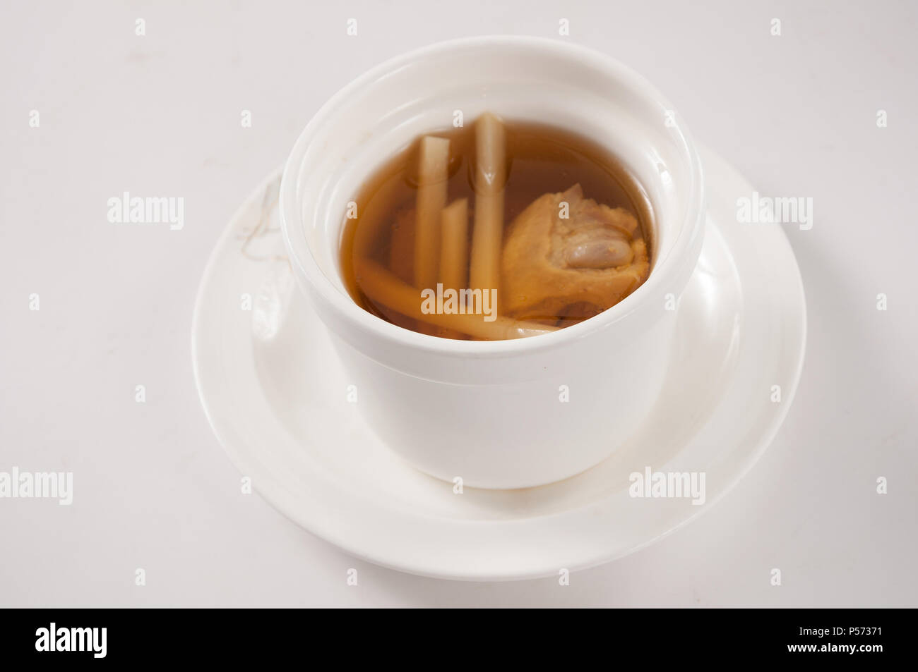 tender tips of bamboo shoot and duck soup Stock Photo Alamy