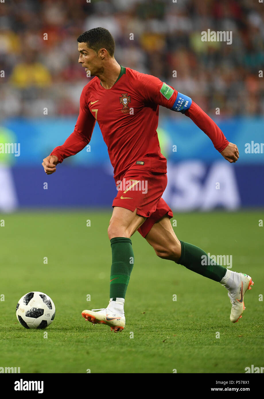 Saransk, Russia. 25th June, 2018. FIFA World Cup football, group stages,  Iran versus Portugal; Portugal's Cristiano Ronaldo warms up prior to the  match. Credit: Action Plus Sports/Alamy Live News Stock Photo 