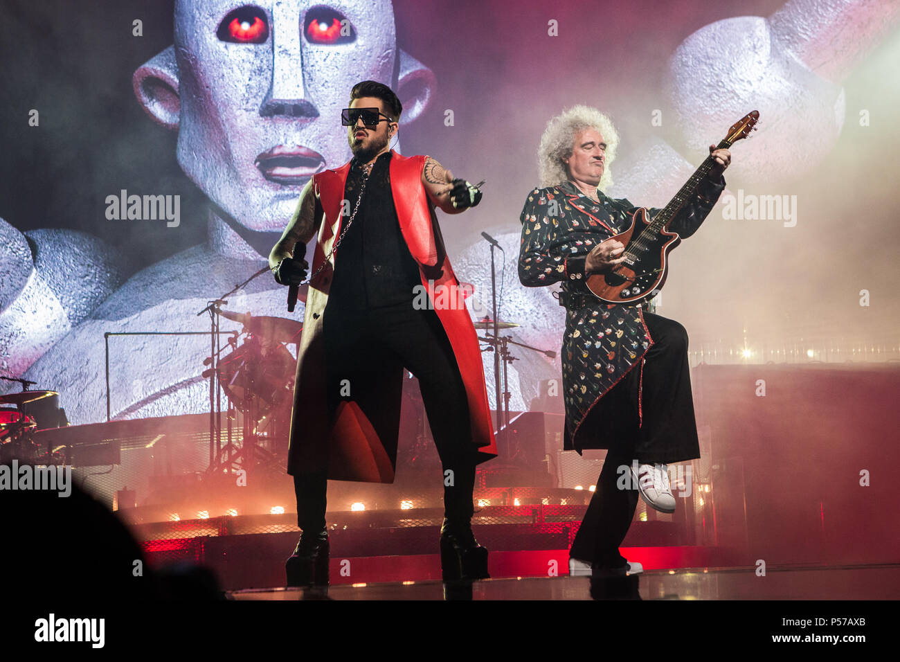 Milan Italy. 25 June 2018. The British rock band QUEEN with Adam Lambert  performs live on