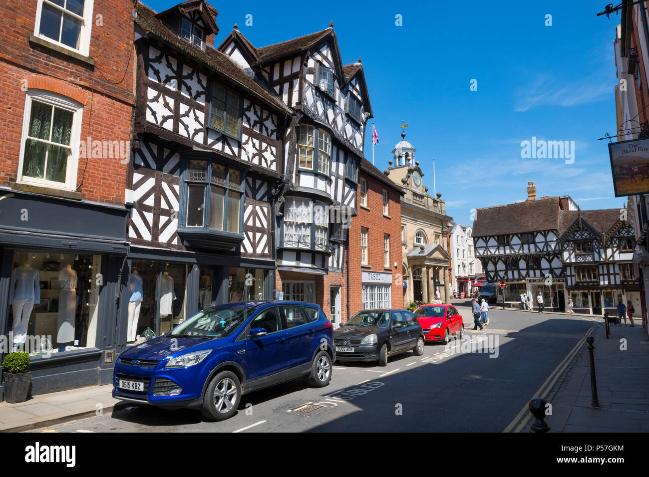 High Street and Broad Street in Ludlow, Shropshire Stock Photo Alamy