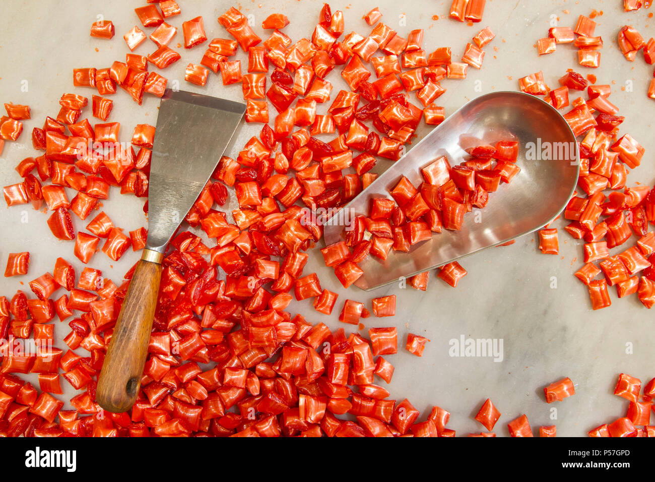 Berck (northern France): 'Succes Berckois', traditional making of lozenges (hard candies) Stock Photo
