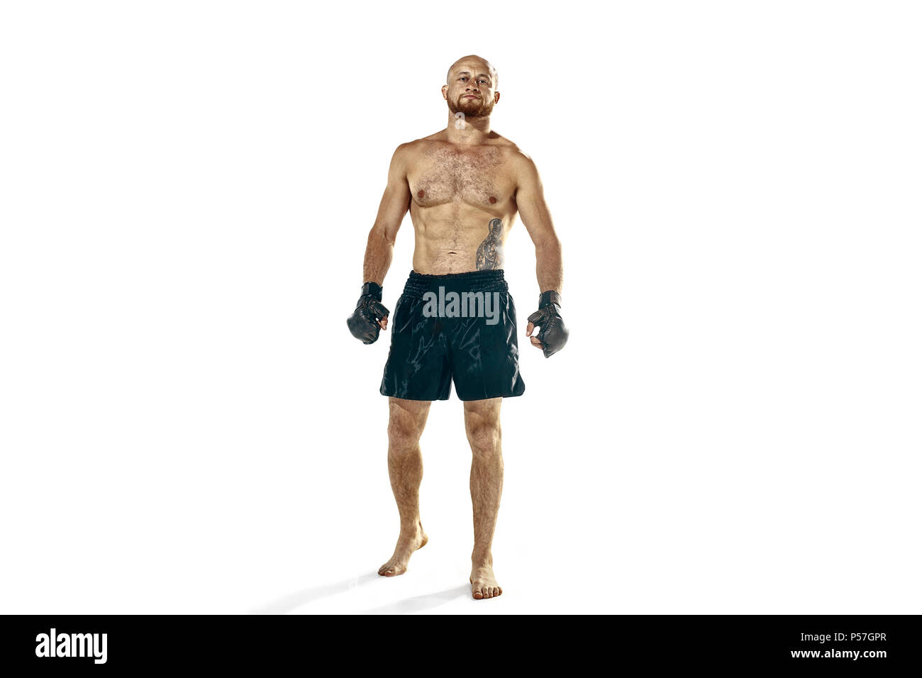 professional boxer boxing isolated on white studio background Stock ...