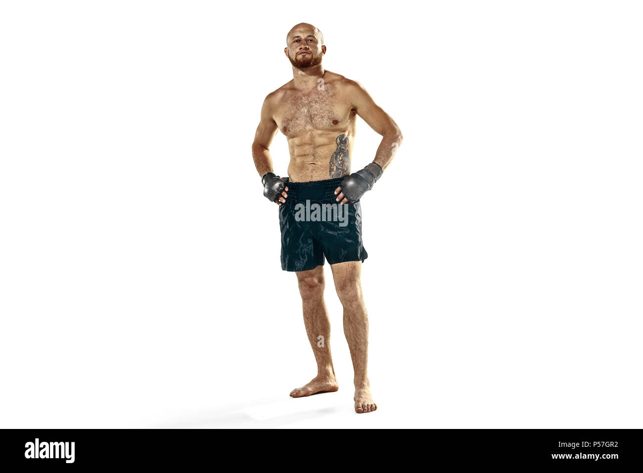 professional boxer boxing isolated on white studio background Stock ...