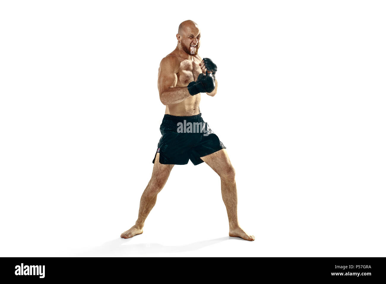 professional boxer boxing isolated on white studio background Stock ...