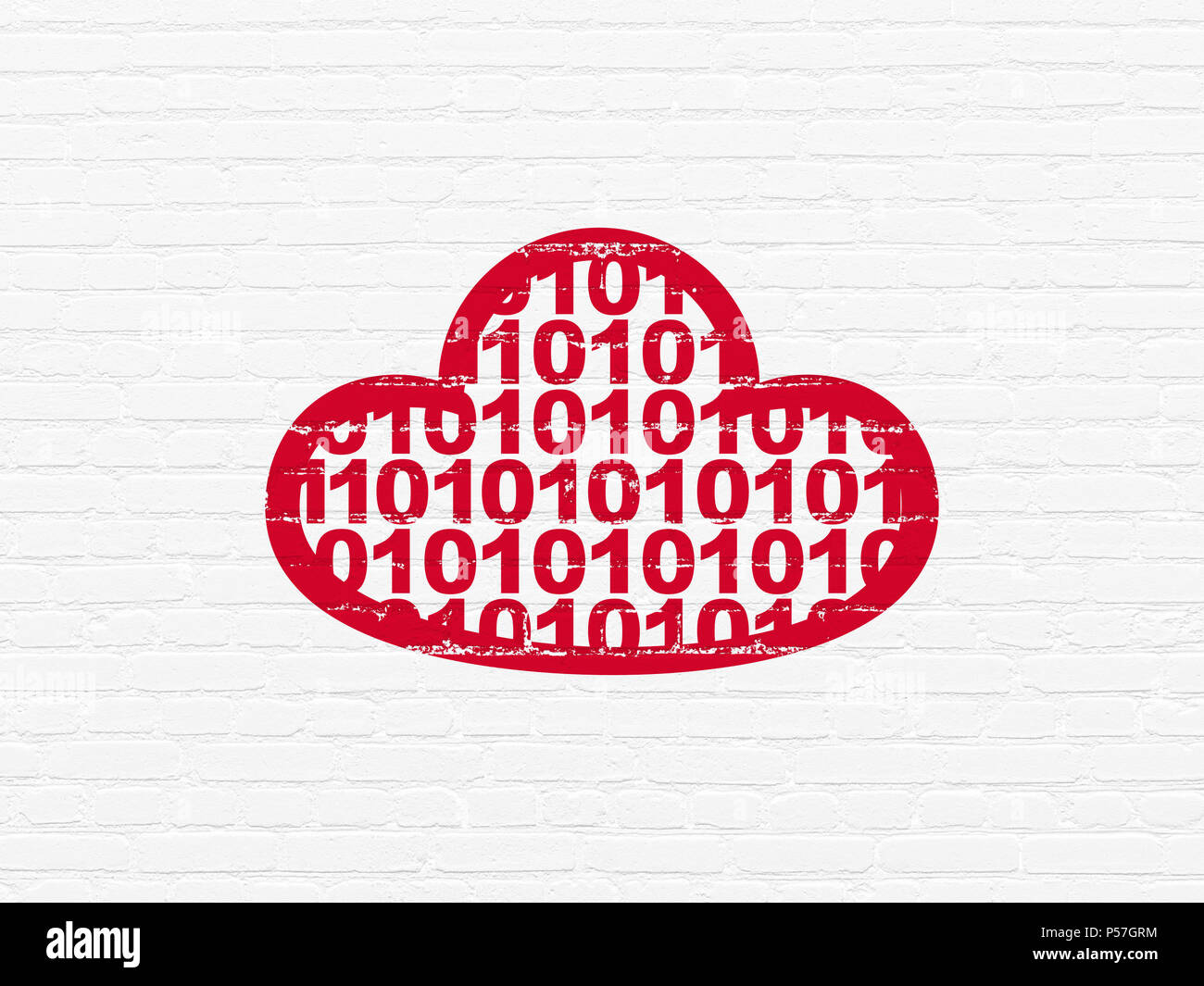 Cloud technology concept: Cloud With Code on wall background Stock ...