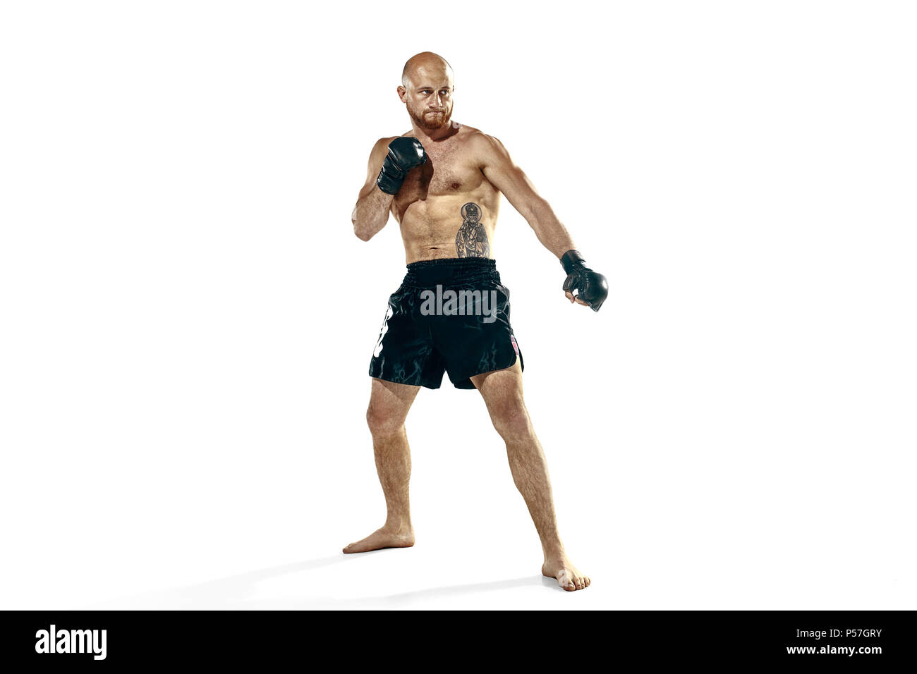professional boxer boxing isolated on white studio background Stock ...