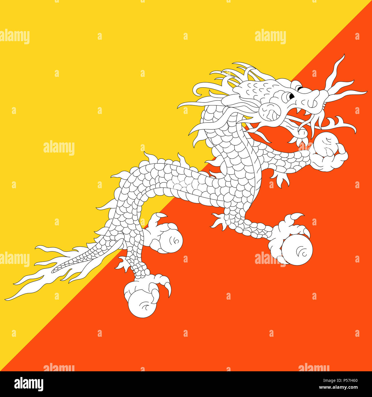 Official national flag of Bhutan Stock Photo Alamy