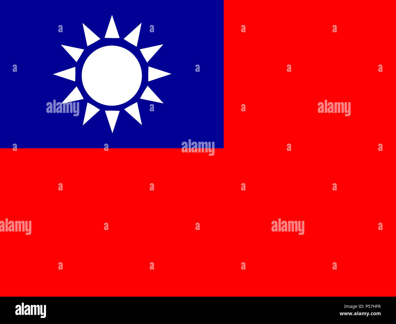 Official national flag of Republic of China, Taiwan Stock Photo