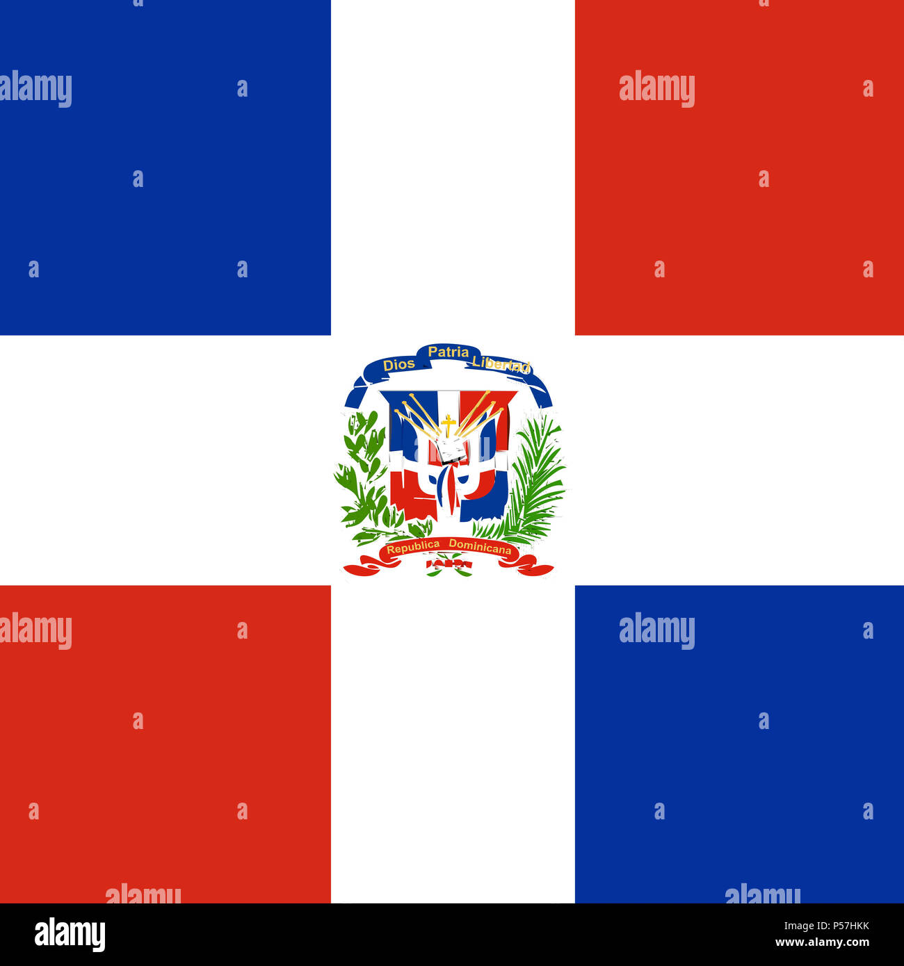 Official national flag of the Dominican Republic Stock Photo