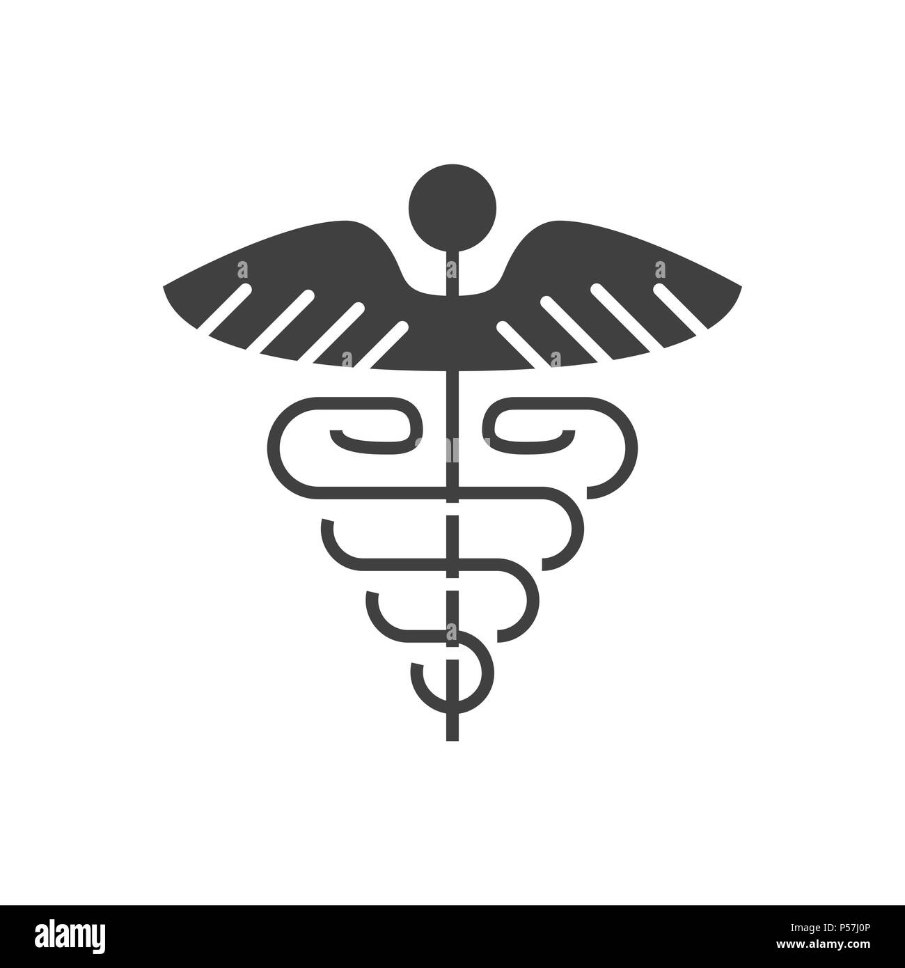Caduceus Glyph Vector Icon. Isolated on the White Background. Editable ...