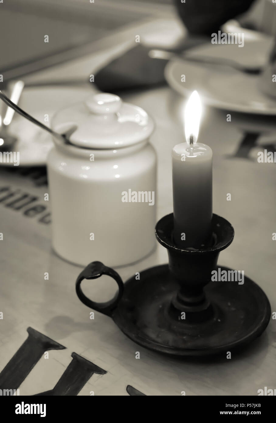 Candle in a cafe Stock Photo Alamy