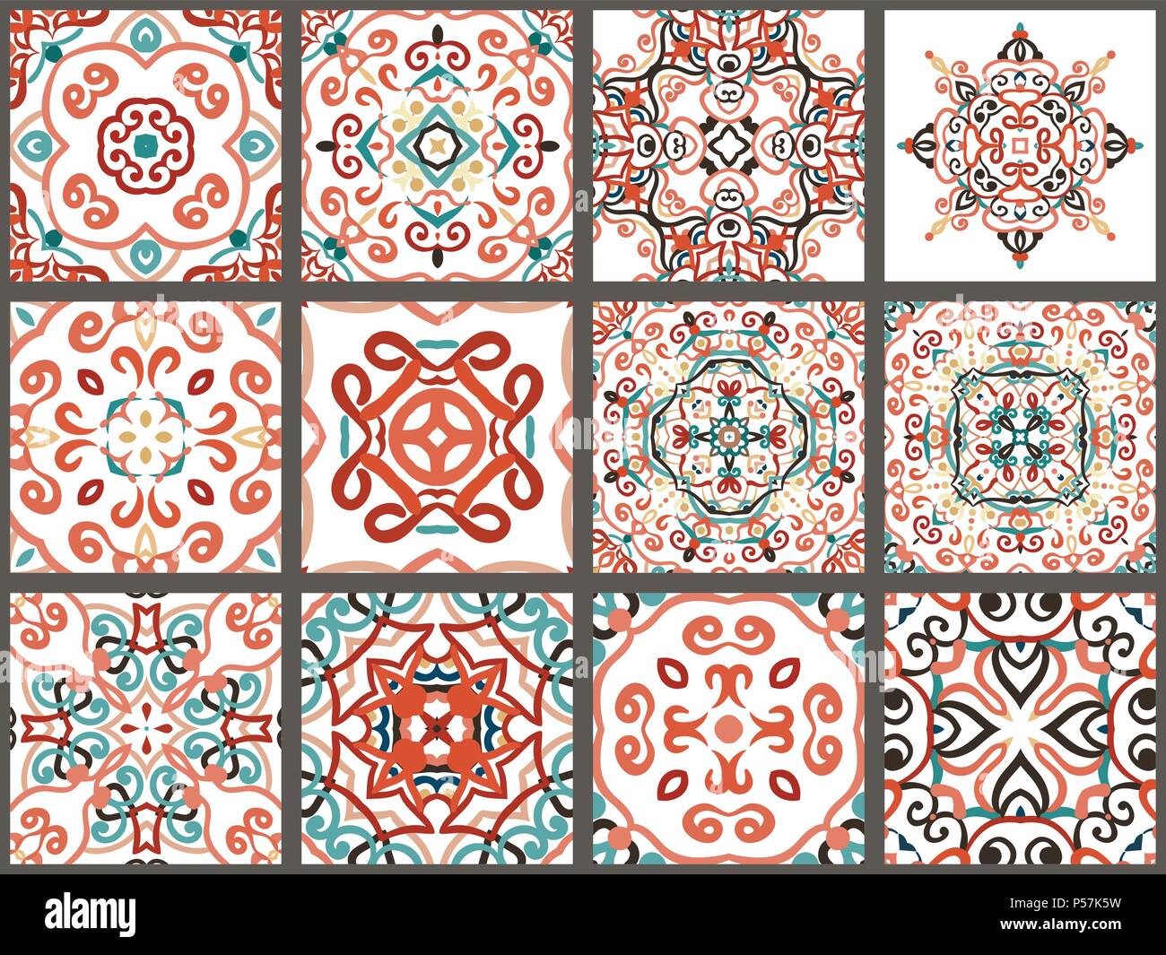 Arabic decorative tiles Stock Vector