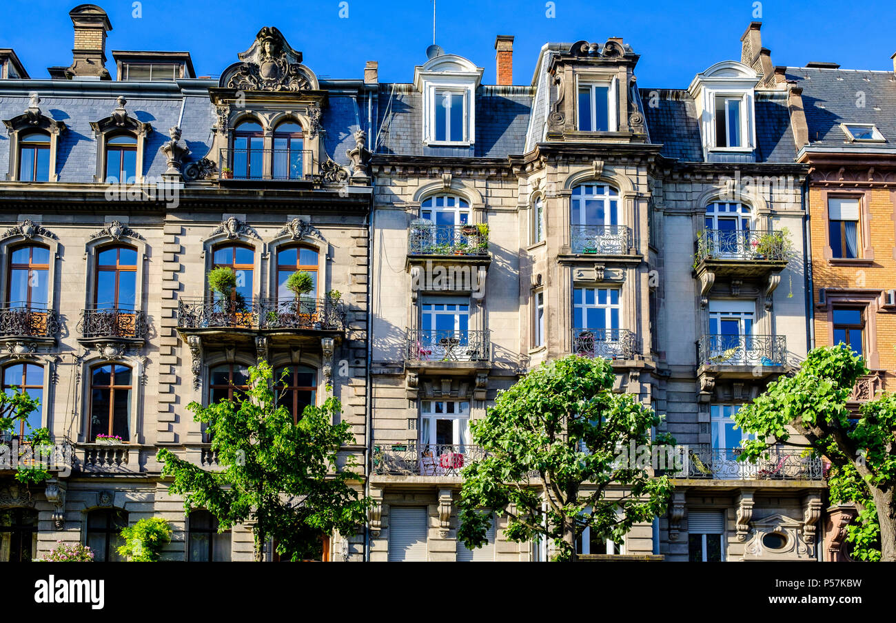 Strasbourg, Wilhelminian residential buildings,19th Century, Neustadt district, Alsace, France, Europe, Stock Photo