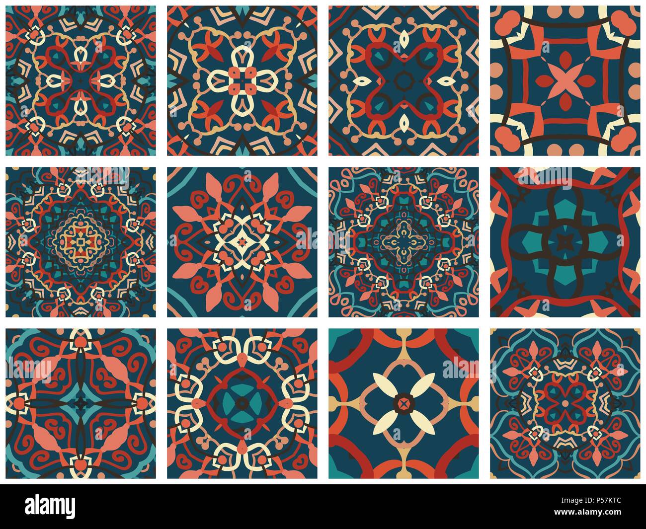 Arabic decorative tiles Stock Vector