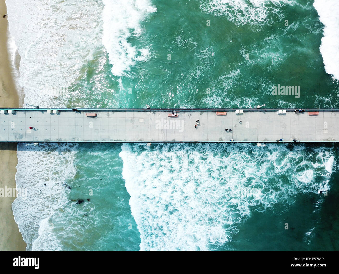 Aerial view of the Manhattan Beach Pier Stock Photo