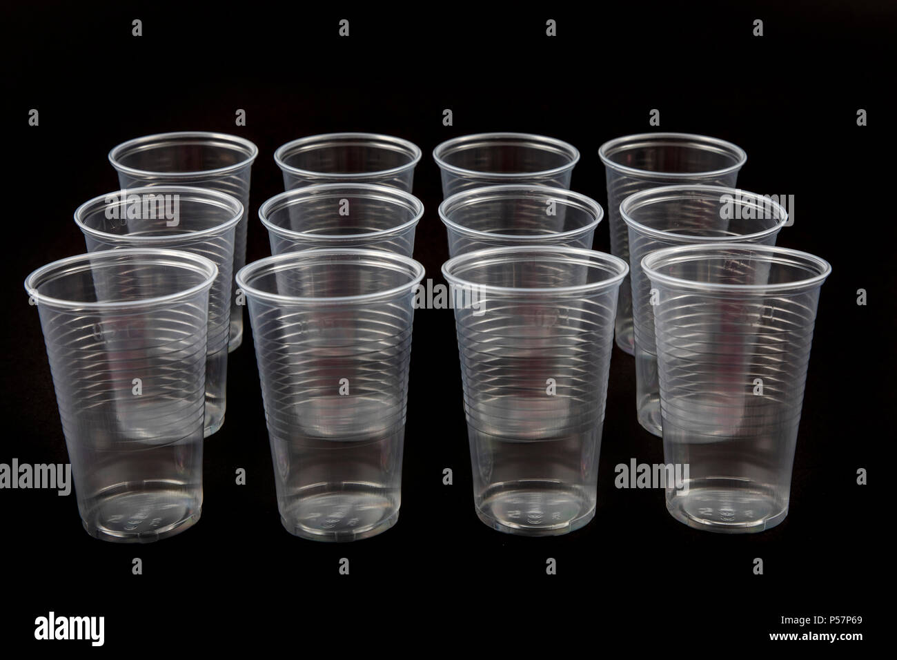 Plastic cup, in white, 0.2 liter, drinking cup, disposable cup, plastic waste, clear, Stock Photo