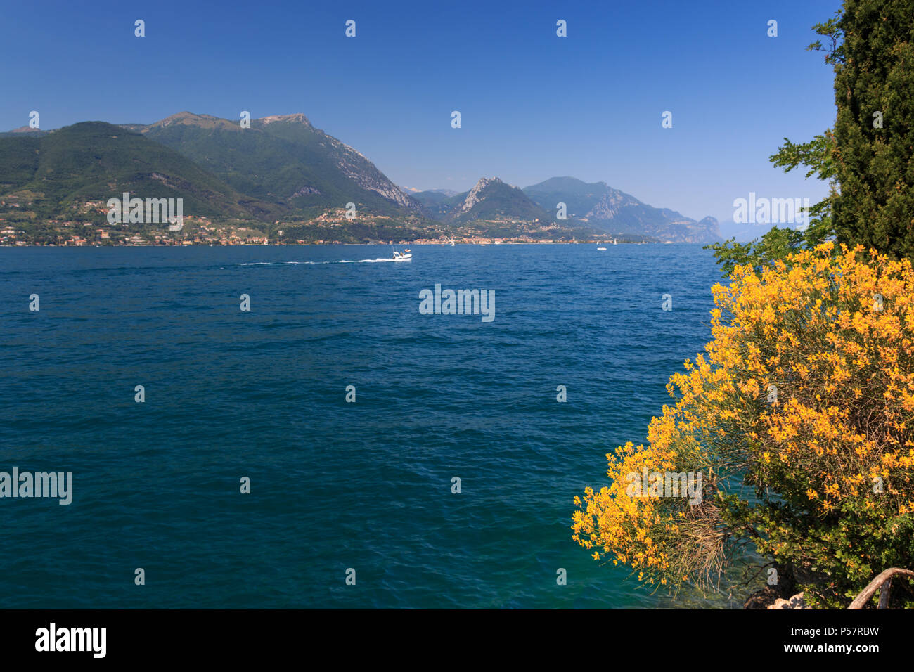 Beautiful landscape at Lake Garda looking towards Toscolano Maderno Stock Photo