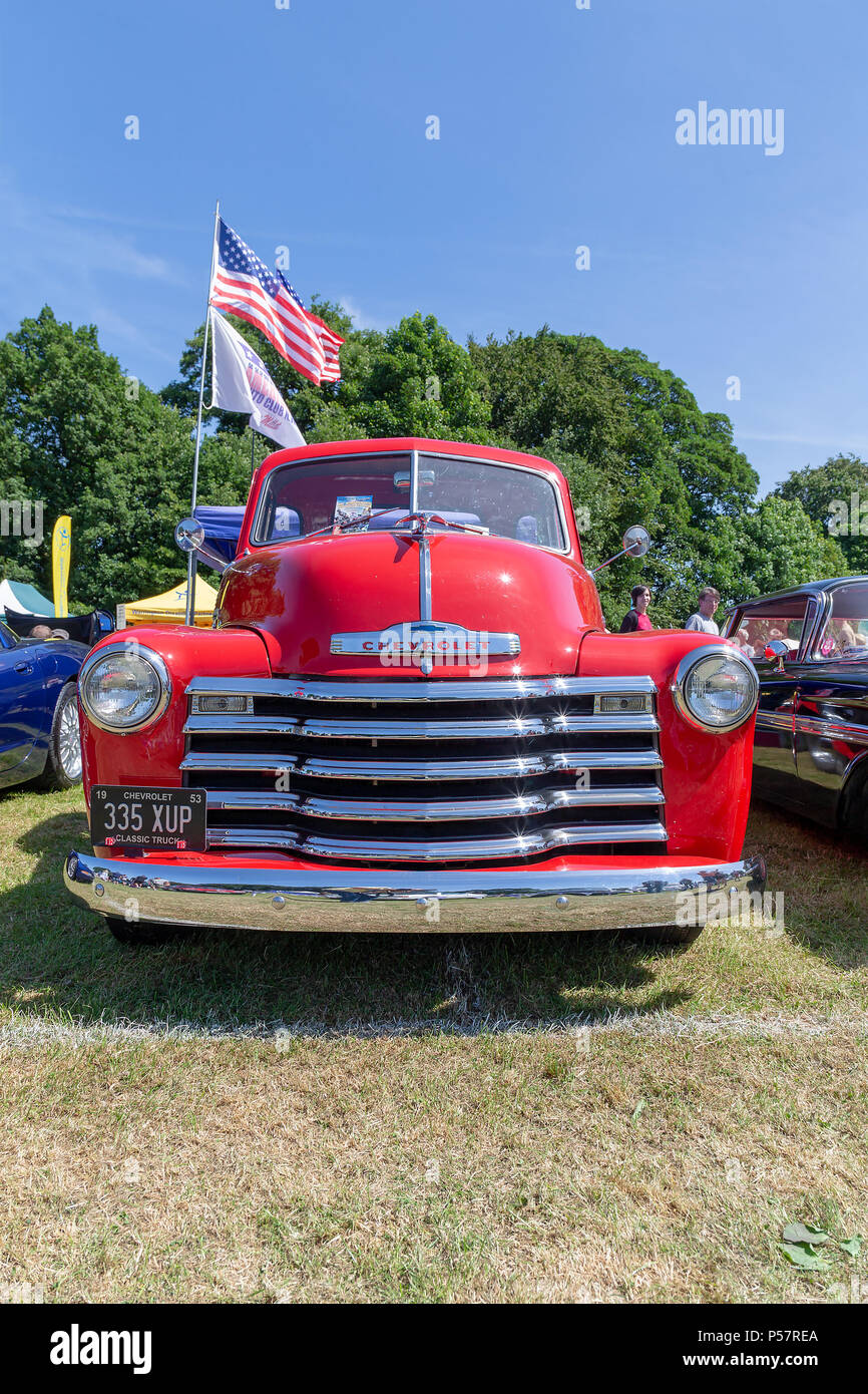 24 June 2018 – The weather was hot and sunny as the village of Lymm held its 6th one day Festival of Transport featuring boats, traction engines and c Stock Photo