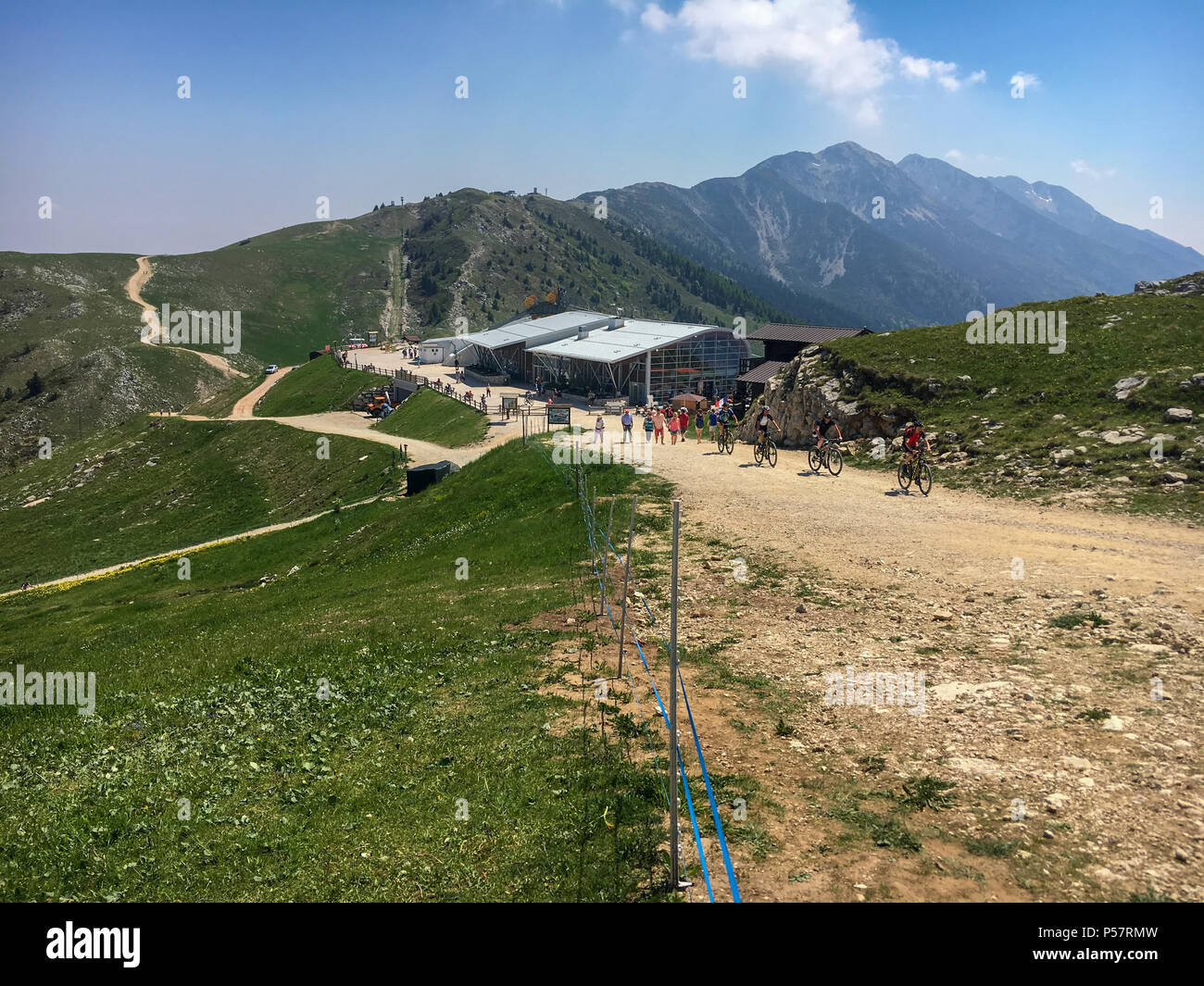 Summit station of cable way running on top of Monte Baldo, Italy Stock Photo