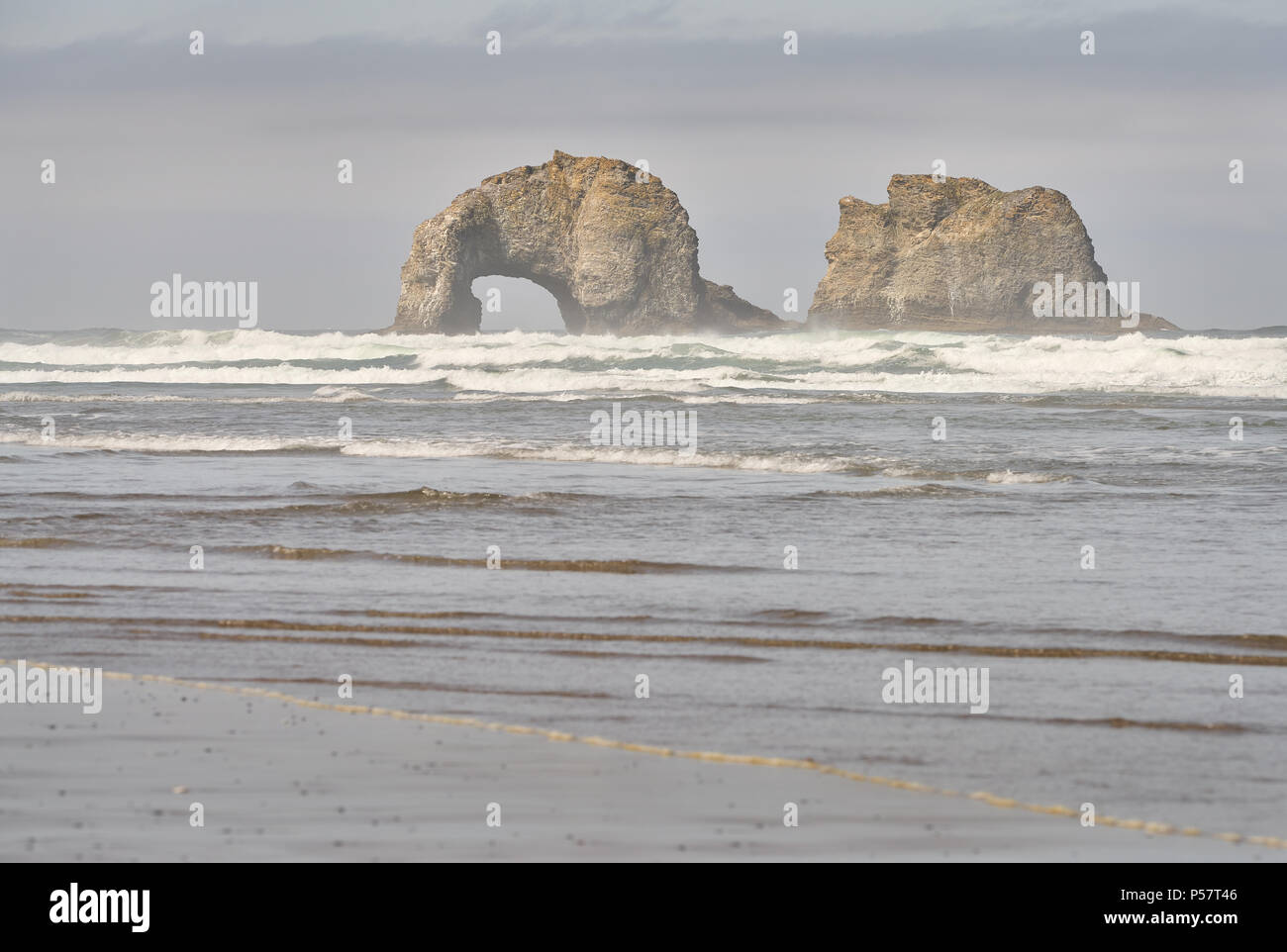 Rockaway Beach, Oregon. United States. Twin Rocks off shore at Rockaway Beach, Oregon. United States. Stock Photo