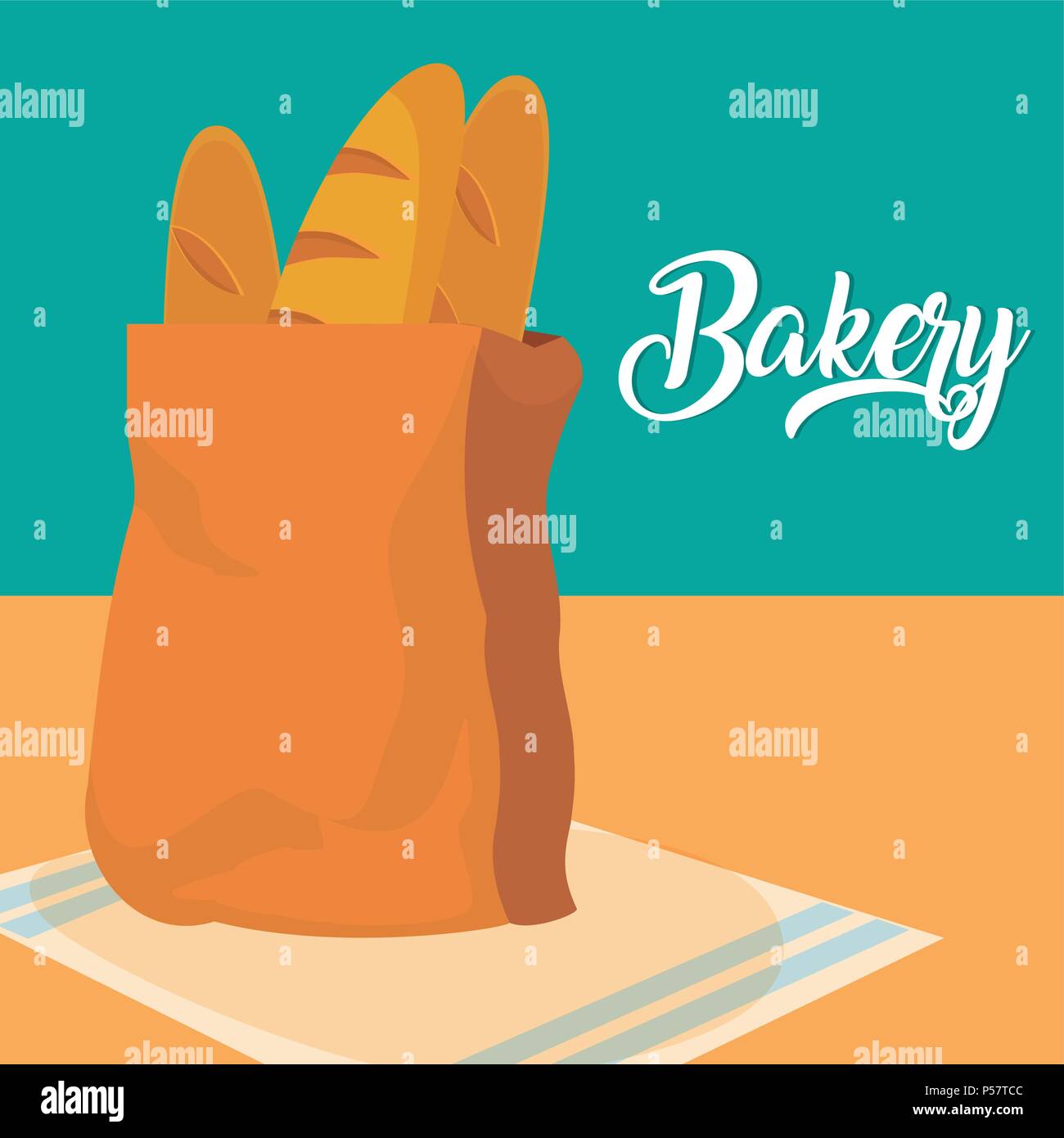 Baguettes inside paper bag vector illustration graphic design Stock ...