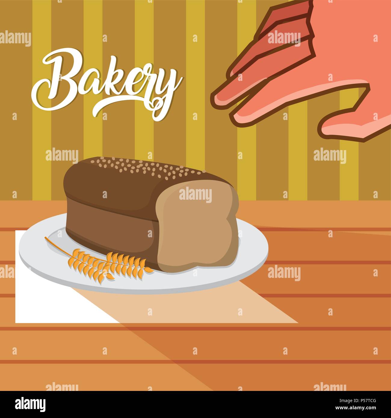 Hand grabbing bakery products on dish vector illustration graphic ...