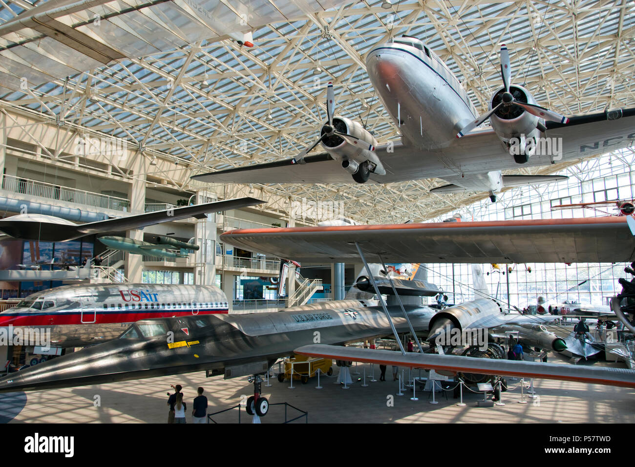 Vintage aircraft in the Great Gallery of the Museum of Flight, Boeing
