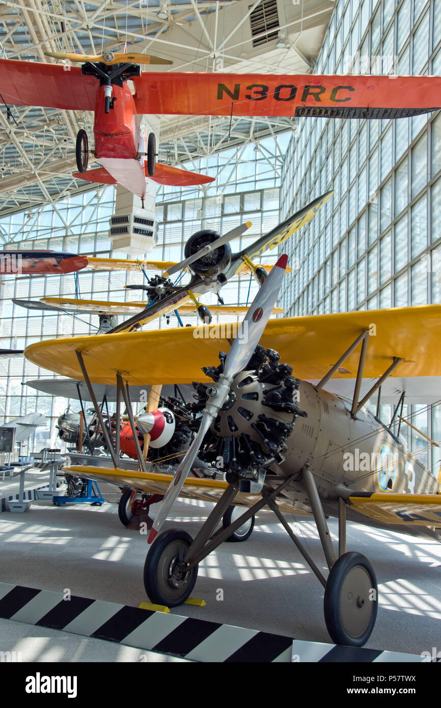 A1928 Boeing Model 100 Fighter Plane And A 1929 Aeronca C 2 Above At The Museum Of Flight In Tukwila Washington South Of Seattle Stock Photo Alamy