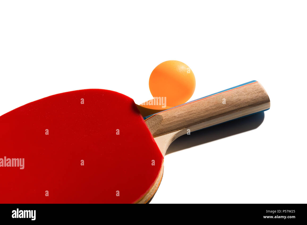 pingpong rackets and ball on a white background with clipping path Stock Photo