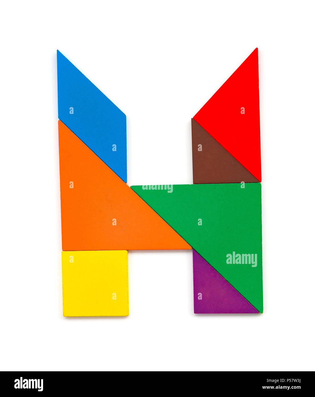 Tangram Shaped Like A Letter H On White Background Stock Photo Alamy